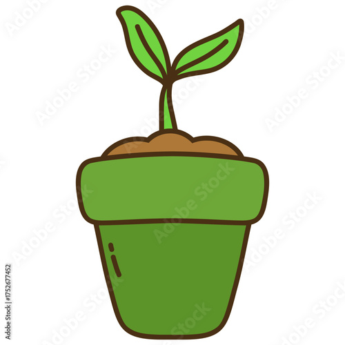 Handdrawn Potted Seedling Illustration