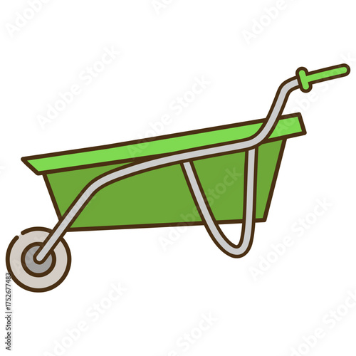 Green wheelbarrow for gardening and construction