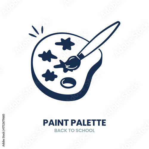 Paint palette, art, color, creativity, brush, painting, design, artist, drawing. Vector Illustration