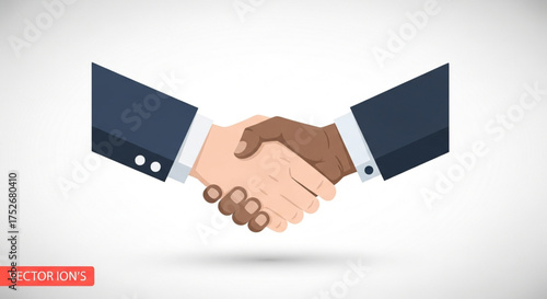 A handshake between two people of different races, symbolizing diversity and inclusion, it represents partnership and collaboration