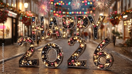 mini 3D festive typography happy new year