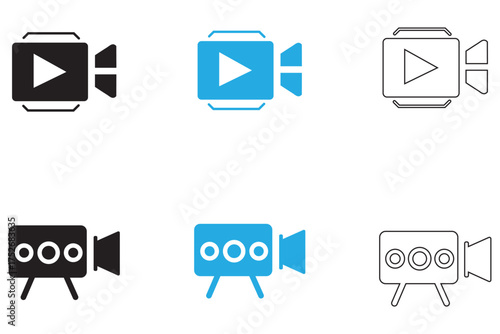video camera vector icon, film shoot camera videography vector illustration
