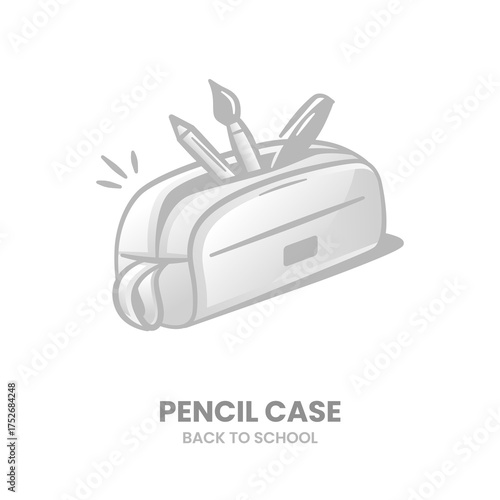 Pencil case, stationery, school, education, study, supplies, learning, student, tool. Vector Illustration