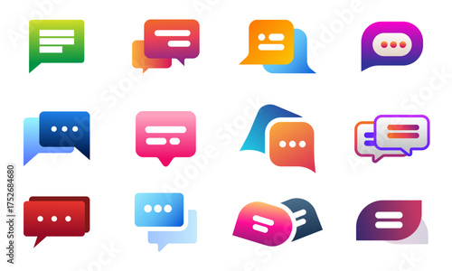 Text box icon logo set design. bubble chat icons for UI UX website, mobile app. vector