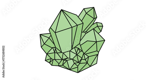 Geometric Green Crystal Cluster A Stylized Representation of Mineral Formation