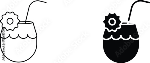 coconut drink icon vector graphic illustration  with white background flat hand made icon fill icon .