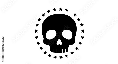 Skull Icon with Star Circle Vector Illustration for Symbolism and Design Applications