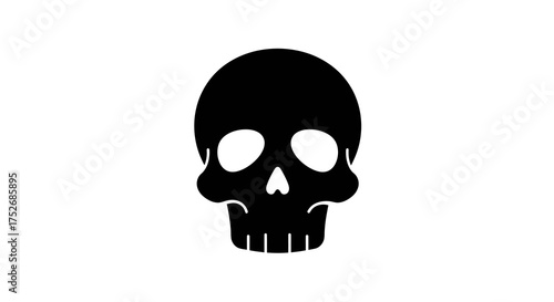 Simple Black Skull Icon for Design and Web Use Death, Danger, and Halloween Symbolism