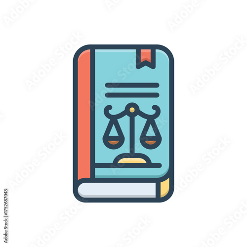 Color illustration icon for law book