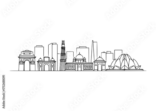 Delhi City Line Art