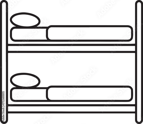 Illustration of a bunk bed, showcasing a spacesaving furniture design for bedrooms and shared living spaces, perfect for kids and adults