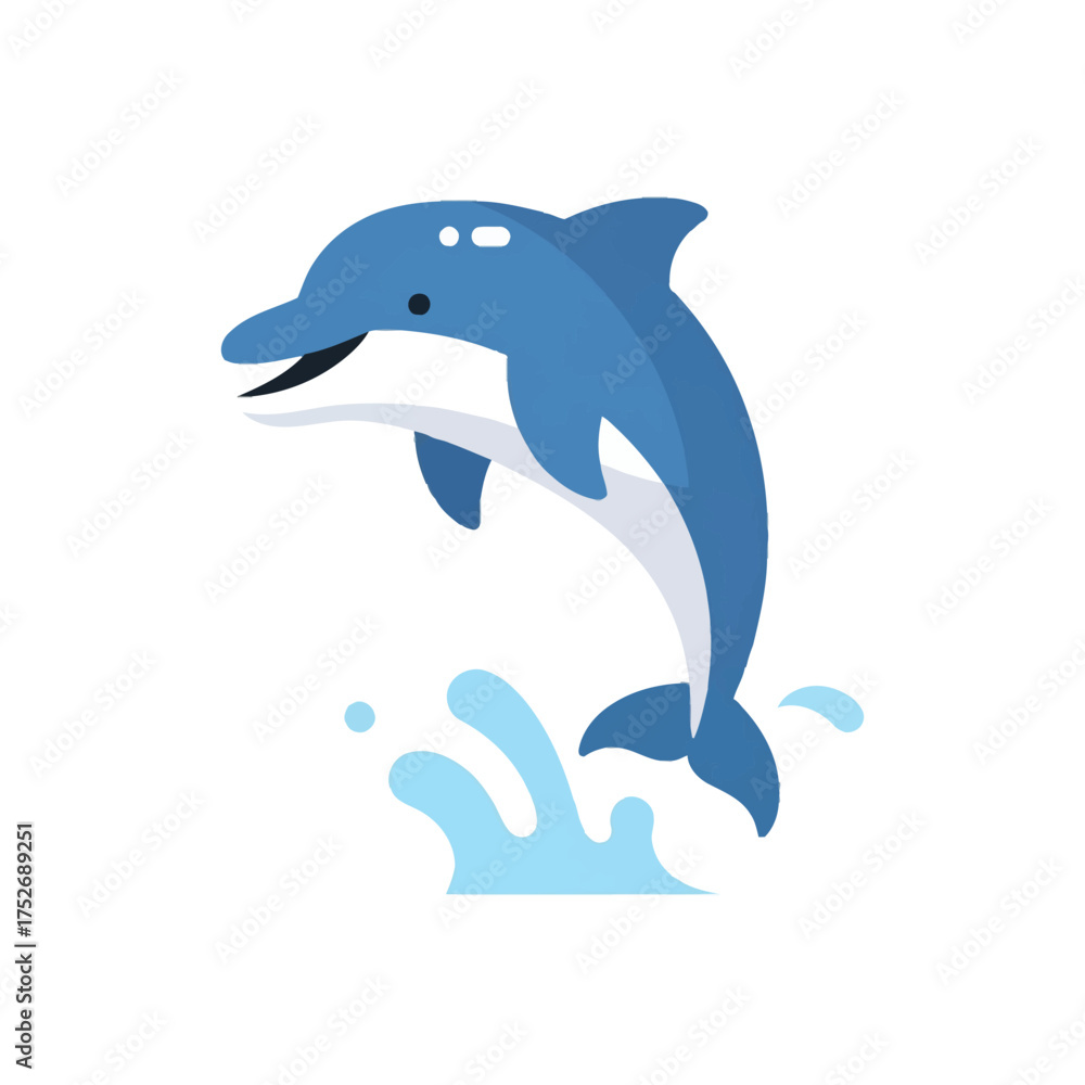 Obraz premium Playful Dolphin Leaping from Water A Cheerful Marine Life Illustration