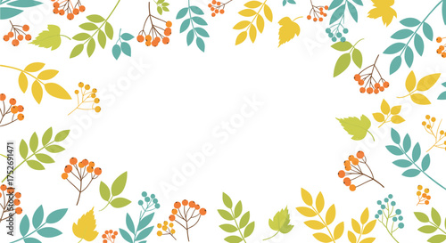 A delightful border of autumn leaves and berries for your design.