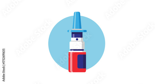 A visual representation of a nasal spray medication delivery device offering relief for common respiratory ailments.