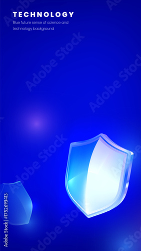 Tech style blue vertical version background illustration protective shield