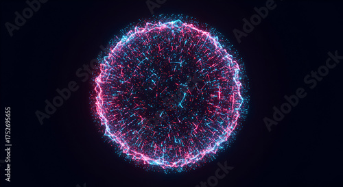 Bright colorful fireworks explosion design in the night sky with glowing stars and a purple and blue plasma pattern on black backgrounds