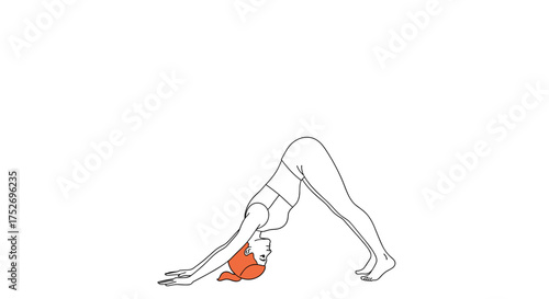 Gentle downward facing dog pose for strengthening your body and calming your mind.