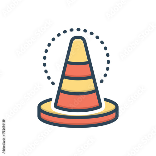 Color illustration icon for safety cone