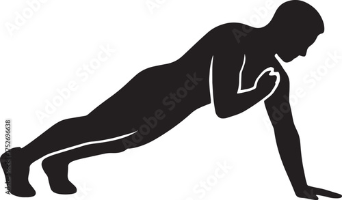 Plank Shoulder Tap Silhouette | Core Stability Fitness Vector Pose