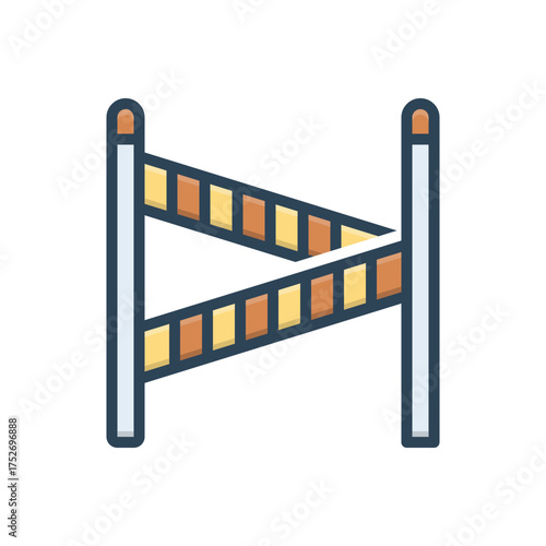 Color illustration icon for warning tape