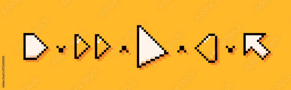 Fototapeta premium Pixel art Y2K white and yellow arrows.