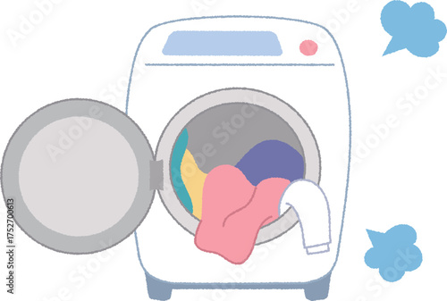 洗濯物でいっぱいの洗濯機