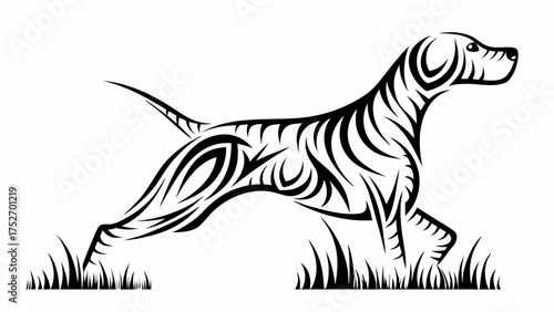 Striking pointer dog illustration, a modern tribal tattoo design for pet lovers, dog shows, or veterinary clinic