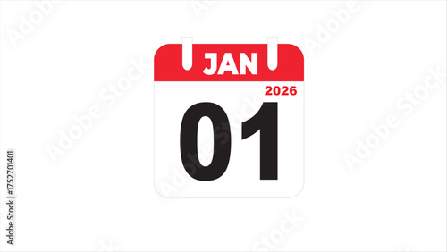 Calendar showing the date january first 2026 suitable for new years events, 2026 scheduling, future planning, time management visuals, and organization tools.