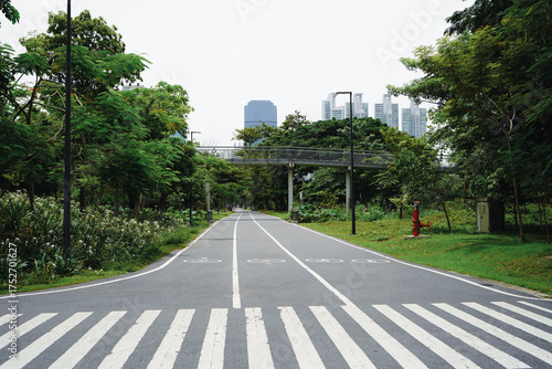 Zebra crossing in Thailand. Zebra crossing in Benjakitti Park, Thailand.