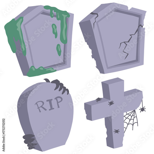 Cartoon Tombstones and Gravestones Set – Spooky Halloween Asset Pack