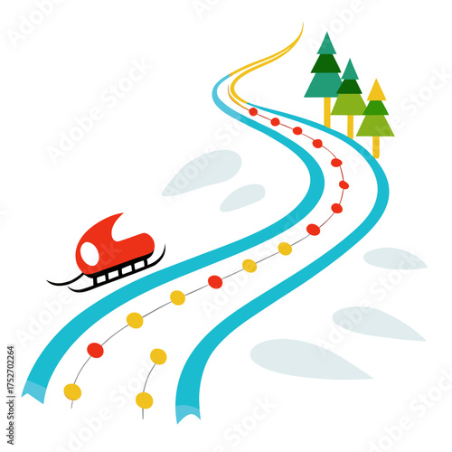 Santa s sleigh tracks festive christmas vector design