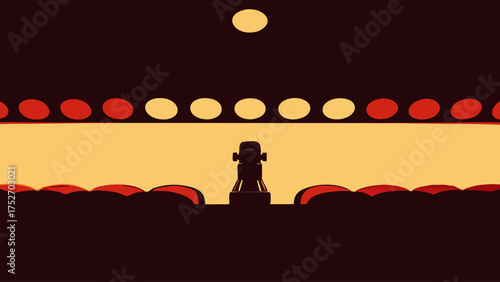 Stylized Rocket Launch Scene with Circular Lights and Sunset Colors spaceship space Modern car vector illustration Flat car icon Urban vehicle vector