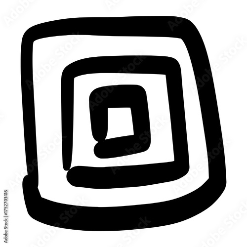 Abstract Black Square Spiral Symbol Icon