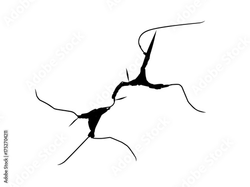 Black crack vector drawing on white background for graphic design use