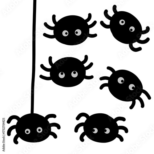 Cute Cartoon Spiders Set – Halloween Vector Illustration