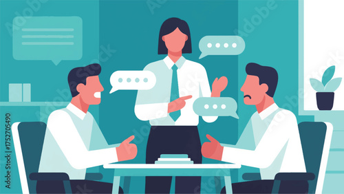 Illustration Of Employees Are Using A Chat To Calmly Resolve A Minor Disagreement Vector Design Template