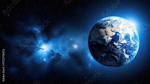 Earth in Space A Cosmic View of Our Planet Amidst the Nebula Glow