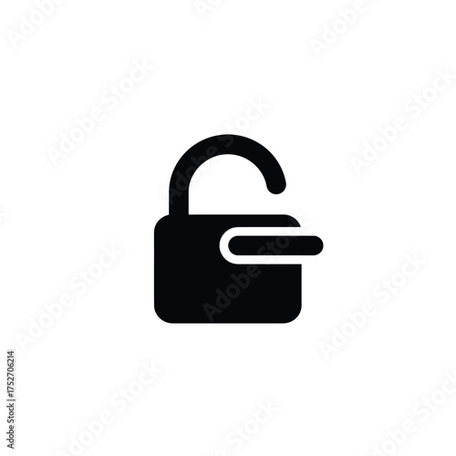 Open padlock icon represents security unlocked freedom access and digital protection concepts silhouette