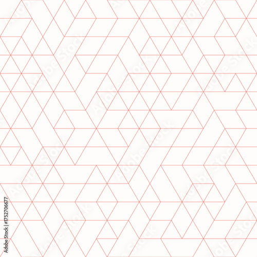 Geometric vector pattern with pink triangles and arrows. Geometric modern ornament. Seamless abstract background