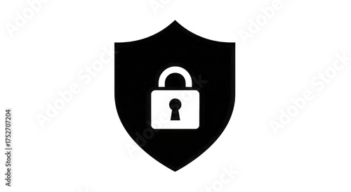 Shield and Lock Outline security protection isolated on a transparent background