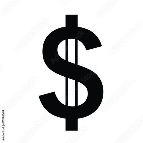 Bold black dollar sign symbol representing wealth finance and money concept silhouette