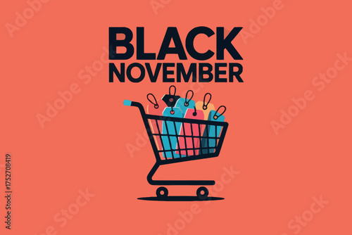 Black November Shopping Cart Tag Sale Discount Offers