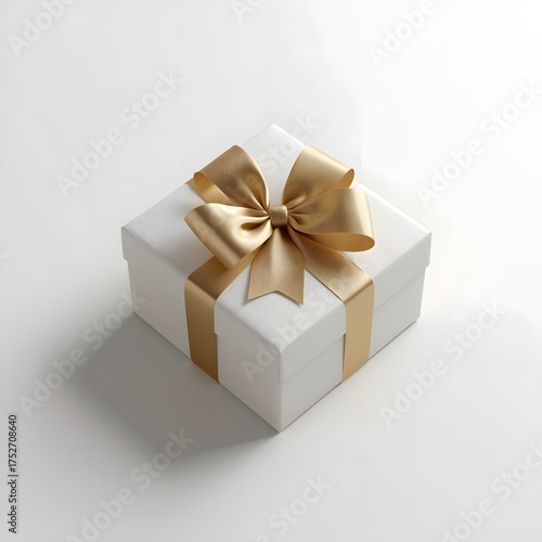 Minimal Christmas Gift Box with Golden Ribbon – Luxury 3D Render