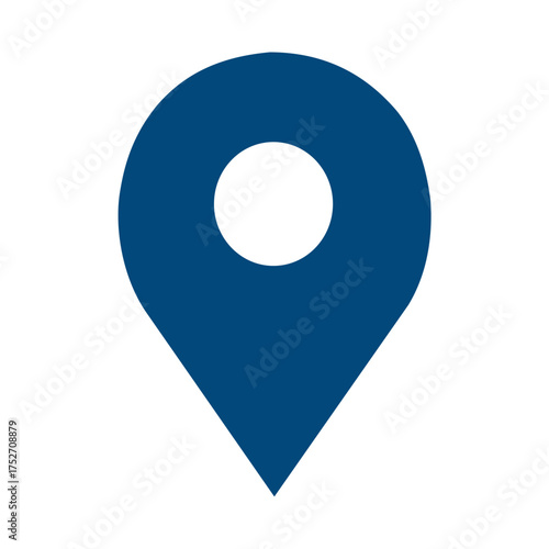 "Vector illustration of a solid blue location marker icon. This clean and modern map pin symbol is perfect for indicating addresses, destinations, or important points on digital maps.