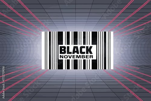 Black November Shopping Sale Barcode Cyber Deal