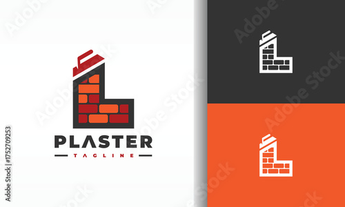 Plastering Company Logo with Brick Letter L
