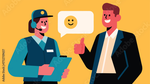 Illustration Of Representative Is Checking In With A Customer After A Purchase To Ensure They Are Satisfied Vector Design Template