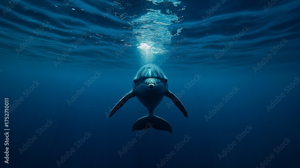 Obraz premium Dolphin encounter deep ocean marine life photography underwater environment close-up view wildlife conservation awareness