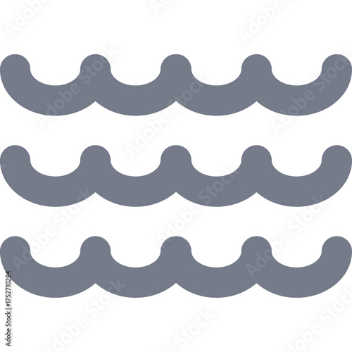 Stylized Simple Waves Icon Graphic Element Isolated on Transparent Background