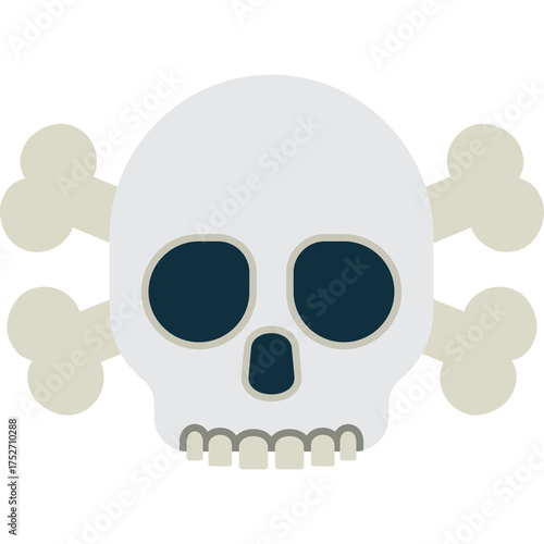 Stylized Skull and Crossbones Icon With Dark Eyes and Bone Accents on Transparent Background